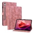 thumbnail image 2 of FJLBDE Case for Lenovo Tab P12 12.7 inch 2023 TB370FU, Embossed Flower PU Leather Flip Wallet Folio Stand Cover, Pink, 2 of 7
