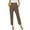 Coffee, variant on IDALL Linen Pants Women Petite Pants Women Autumn Casual High Waisted Button Capris Regular Fit Solid Cropped Pant Baleaf Pants Women Summer Pants Coffee L