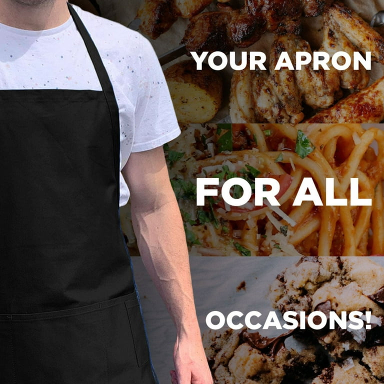 ZOORON Funny Black Chef Aprons for Men Adjustable BBQ Grill Kitchen Cooking  Aprons with Pockets, Grill Accessories