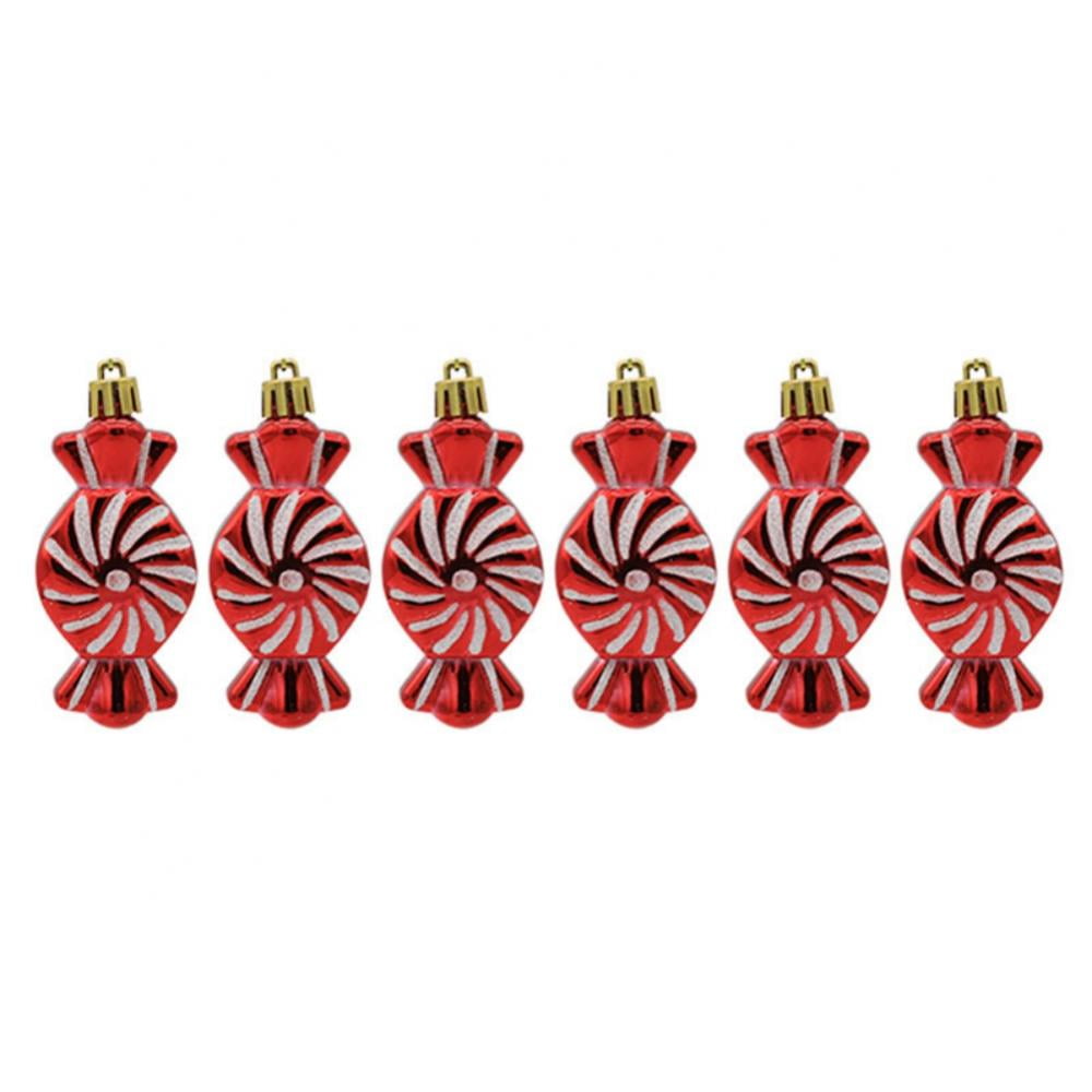 6 Pieces Christmas Glitter Hanging Candy Ornaments, Colorful Xmas Candy