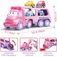 thumbnail image 5 of PayUSD Cartoon Vehicle Toy for Toddler Girl 5-in-1 Pink Carrier Truck for Baby Girls Friction Power Transport Car with Light and Sound Toys for 3 Years Little Girl Kid Child Infant Gift Birthday, 5 of 7