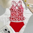 thumbnail image 2 of UngA Girl's Two Piece Tankini Swimsuits Ruched Drawstring Bathing Suit for Girls Swimwear (Red,12-13 Years), 2 of 5