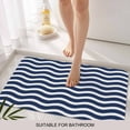 thumbnail image 6 of Navy Blue Moire Doormat Outdoor Entrance 24"x36", Water Ripple Stripe Farmhouse Absorb Moisture Dirt Door Mats, Non-Slip Rubber Backing Floor Mats Indoor, Low-Profile Front Door Rugs, 6 of 9