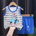 thumbnail image 2 of Splozh Baby Boy Summer Clothes 3 9 18 24 Months 3T 4T 5T 6T Infant Toddler Beach Outfits Sleeveless Tank Tops Shorts Set,Sky Blue,2-3 Years, 2 of 4