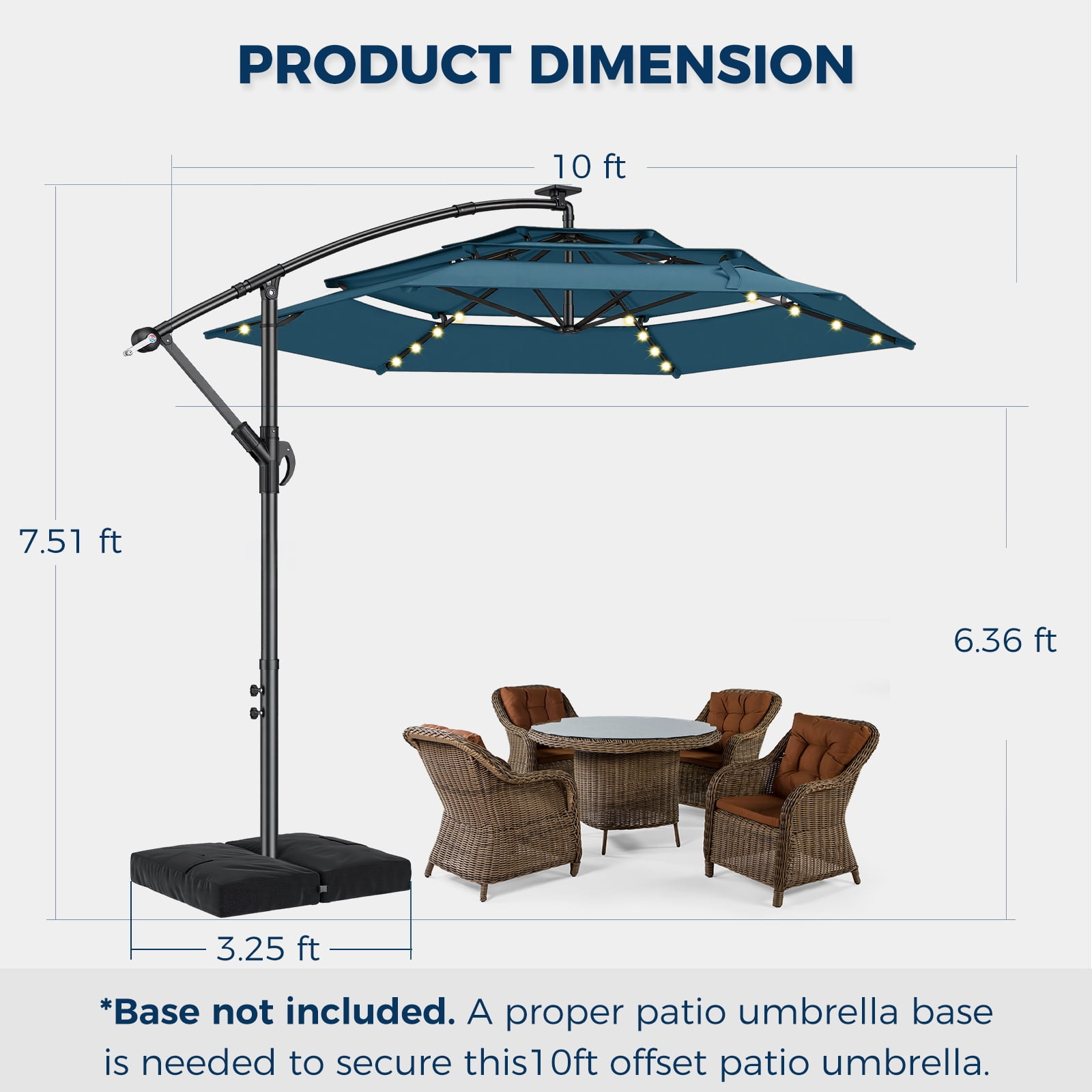 hampton bay offset led patio umbrella Solar 10 ft The fabric has been treated for UV protection against the sun Hampton Bay 11 ft. Aluminum