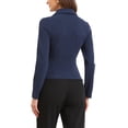 thumbnail image 3 of Blusas de manga larga con cuello notch asimétricas para mujeres XL azul oscuro, 3 of 6