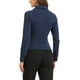 thumbnail image 3 of Blusas de manga larga con cuello notch asimétricas para mujeres XL azul oscuro, 3 of 6