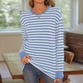 thumbnail image 6 of Womens Crew Neck Basic Top Cotton Print Loose Top T Shirt Long Sleeve Casual Cotton T Shirt, 6 of 9