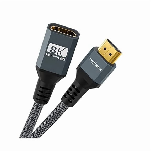8K 4K HDMI Extension Cable, HDMI 2.1 Male to Female Cable, Nylon Braided HDMI Extender Cable Support 8K@60Hz 4K@120Hz 48gbps（1FT）