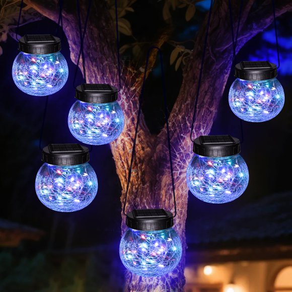 Linterna solar Kolpop, 6 unidades, impermeable, cristal agrietado, LED