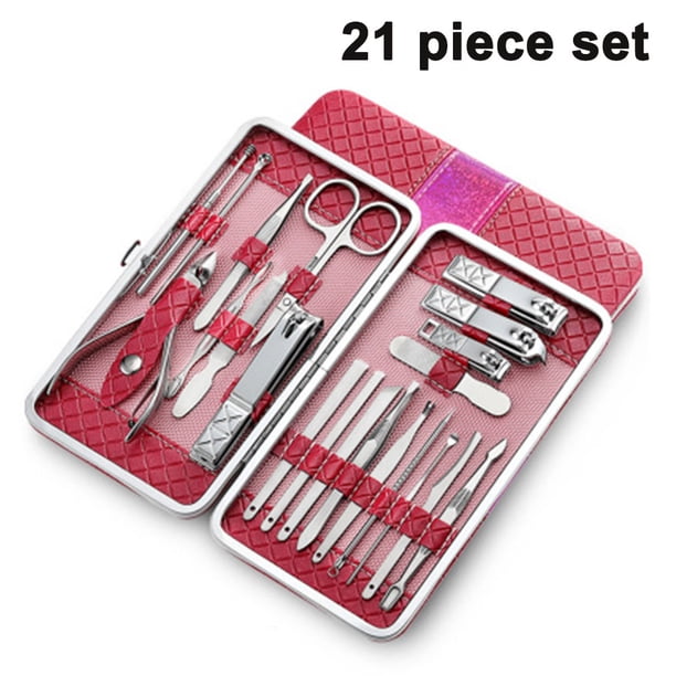 Dinheiro 21 Piezas Cortaúñas Kit de Pedicura Kit de Manicura Profesional de Acero Inoxidable para Hombres/Mujeres Herramientas para el Cuidado de las Uñas Kits de Cuidado Personal para el Hogar y