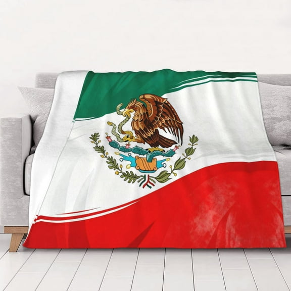 Eagle-Mexican Flag Warm Cozy Plush Throw Blanket for Couch Bed Sofa 40"x30"
