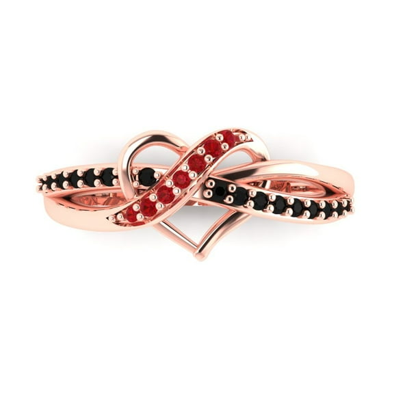 Solitaire with Accents Engagement Ring for Women - 0.22ct Simulated Ruby in 18K Rose Gold Promise Ring