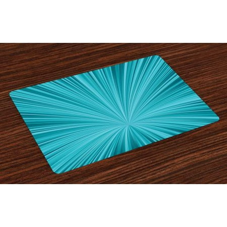 Teal Table Decor Teal Placemats Set of 4 Abstract Vortex Design with Fireworks Celebration Stylized Monochrome Artwork, Washable Fabric Place Mats for Dining Room Kitchen Table Decor,Turquoise Teal, by Ambesonne ()