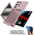 thumbnail image 2 of Galaxy S22 Ultra Card Holder Wallet Case,Dteck Shockproof Rubber Hybrid PC with Hidden Mirror Dual Layer Cover Lightweight Protective Back Phone Case for Samsung Galaxy S22 Ultra,Rosegold, 2 of 5