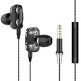 thumbnail image 2 of Wired Headset Dual Driver Stereo Sport Earbuds with Mic, Single Speaker Black, 2 of 4
