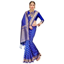 Elina fashion Sarees for Women Banarasi Art Silk Woven Saree l Indian Wedding Traditional Wear Sari and Blouse (Blue)
