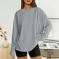 thumbnail image 4 of Fall Shirts for Women 2025 Solid Color Loose Fit Crewneck Casual Lightweight Blouse Tops Long Sleeve Shirts for Women, 4 of 6