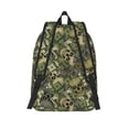 thumbnail image 2 of Lsque Green Skulls Pattern Canvas Daypack, Durable Backpack, High-quality Versatile Backpack,Vintage Compact Backpack-Medium, 2 of 6