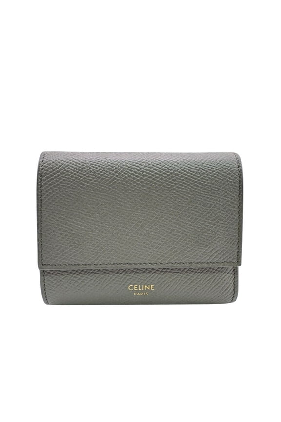 Pre-Owned CELINE Small Trifold Wallet, Compact Tri-fold Gray, Women's (Good)