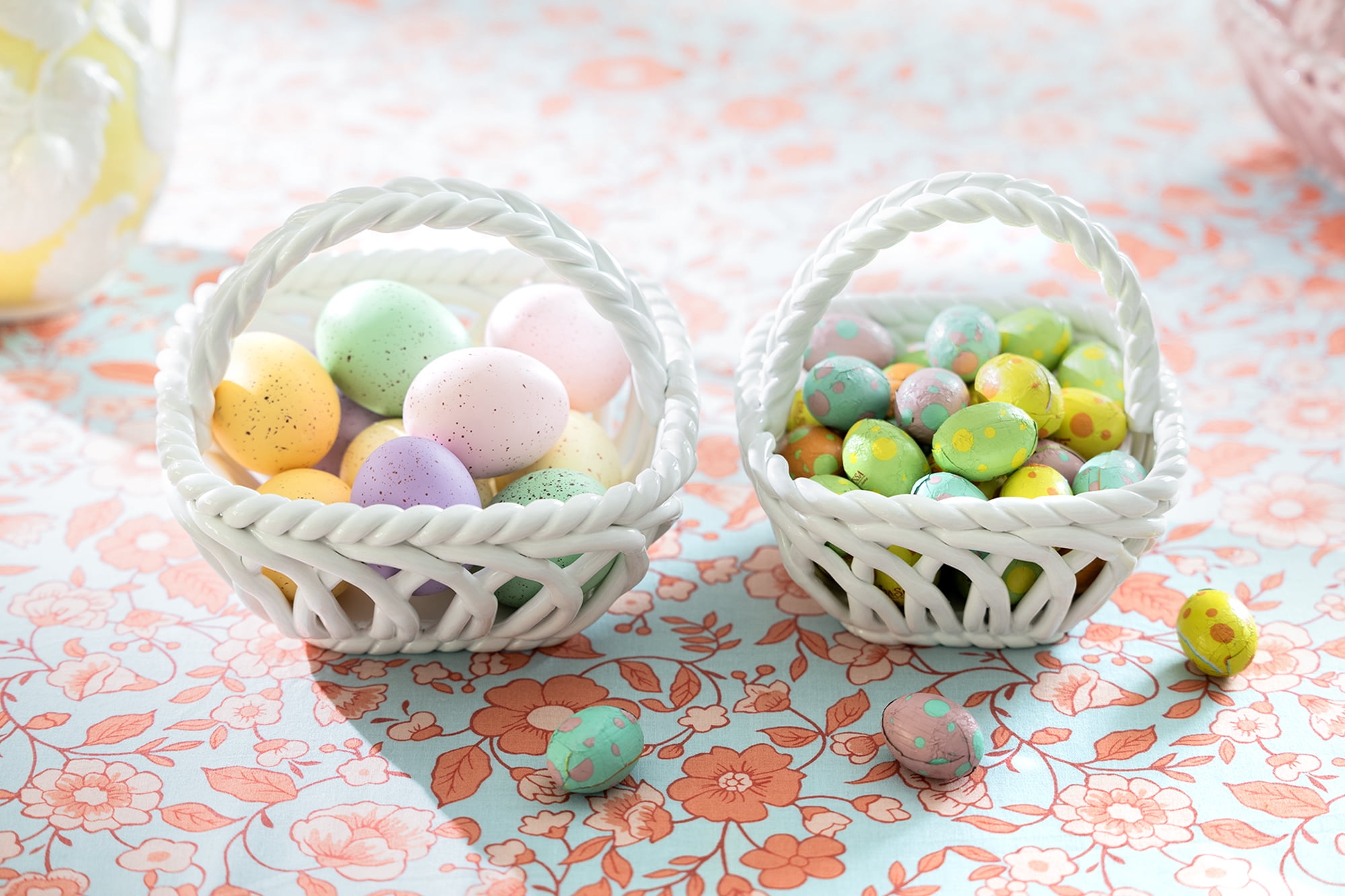 Potter's Studio 7.25" Hand Woven Easter Medium Basket - White Grace Teaware