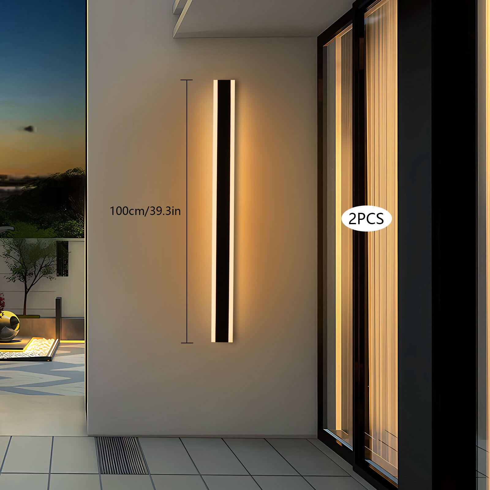 Modern Outdoor Wall Light, Wall Mount Lighting Fixture, 2Pcs Wall Lights