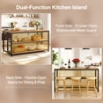 thumbnail image 4 of Tribesigns 63" Industrial Kitchen Island With Seating & Storage, Kitchen Island Table With Metal Mesh Frame for Dining Room, 4 of 6