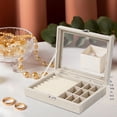 thumbnail image 1 of Organizador de pendientes, bandeja de joyería, exhibición de terciopelo, estuche de almacenamiento de regalo para mujer, joyero, organizador de joyerí Beige, 1 of 8