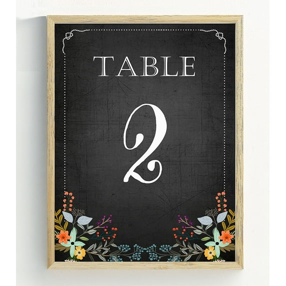 Darling Souvenir, Chalkboard Style 1-12 Table Numbers Chalk Board Wedding Reception Decor Table Cards (5x7 Inches)