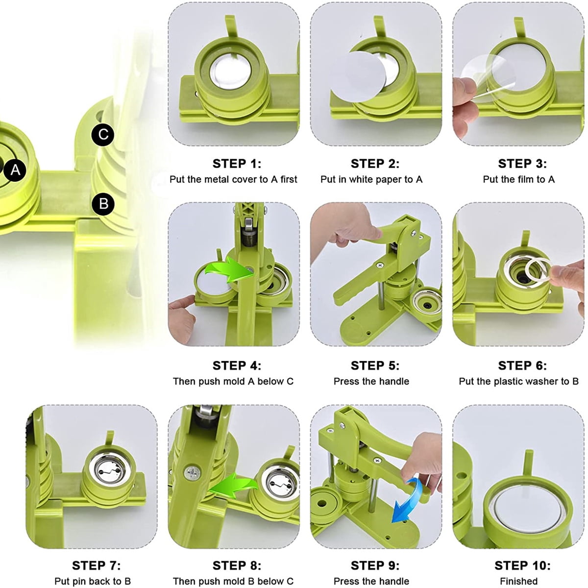 Replaceable Badges Button Maker Machine Mold, 58MM Pin Badges Making Machine Mold ,Beginner-Friendly