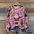 thumbnail image 3 of Long Sleeve Pullover Sweaters For Women O Neck Casual Cute Printing Knit Oversized Sweater for Fall and Winter, Christmas Snowflake Print, Cozy and Festive, Christmas Sweaters for Women ,Pink,L, 3 of 6