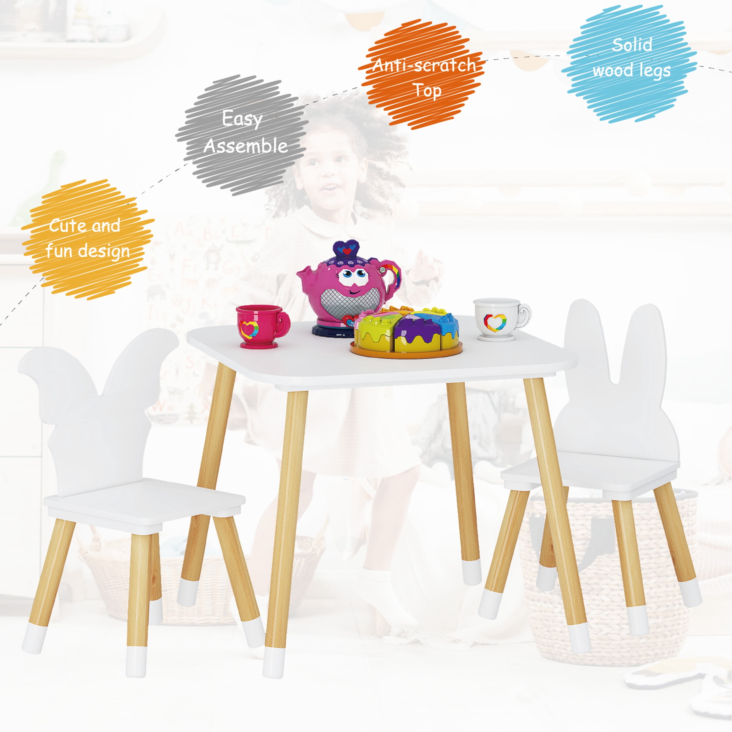 STAROUS Kids Table and Chair Set Kids Table with 2 Chairs Set, Table and Chair Set