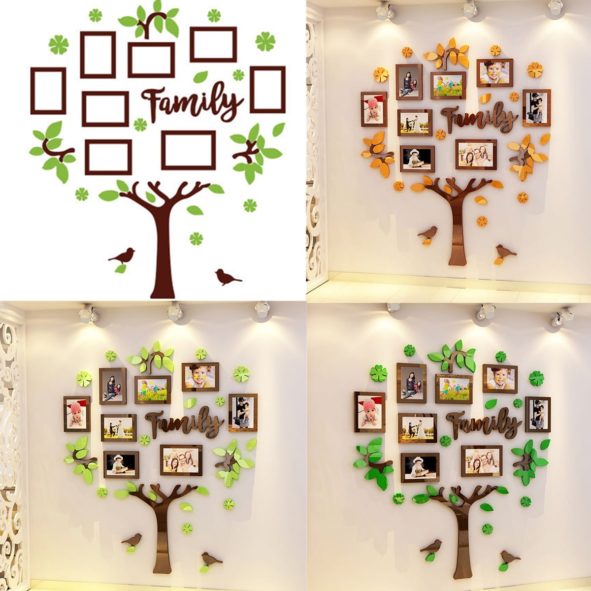 3D Family  Tree  Pictures  Photo Frame Wall Sticker Home 