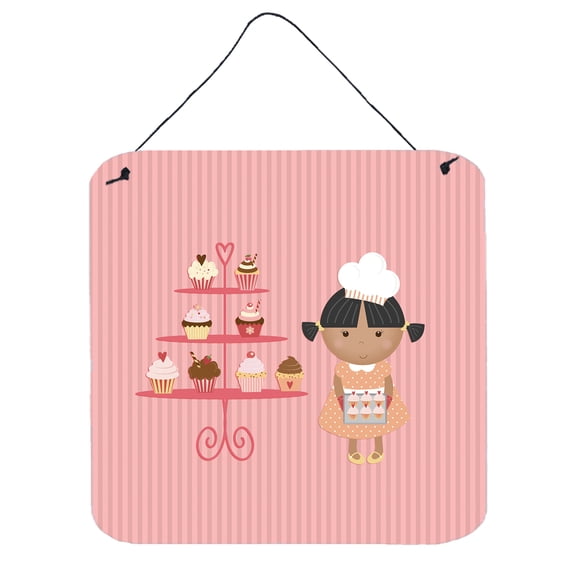 Cupcake Baker African American Pink Wall or Door Hanging Prints