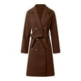 thumbnail image 5 of Women Elegant Wool Coat Lapel Collar Double Mid Long Winter Overcoats With Belted Pockets A Fine Winter Jacket for Women plus Size 3x Long Winter Jackets for Women Cute Winter Coats for Women Winter, 5 of 6