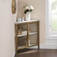 thumbnail image 4 of VECELO Corner Cabinet/Table, 3-Tier Shelves with Protection Door, Metal Frame Storage Shelf Organizer for Small Space, Living Room, Kitchen, Bathroom, Set of 1, Gold, 4 of 7