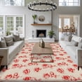 thumbnail image 3 of Large Area Rugs for Living Room Bedroom, Red Floral 8'x10' Rug Washable Carpet Runner Indoor Outdoor, Valentine's Day Roses Flowers Vintage Beige Non Slip Floor Mats Rug for Kitchen, Patio, 3 of 8