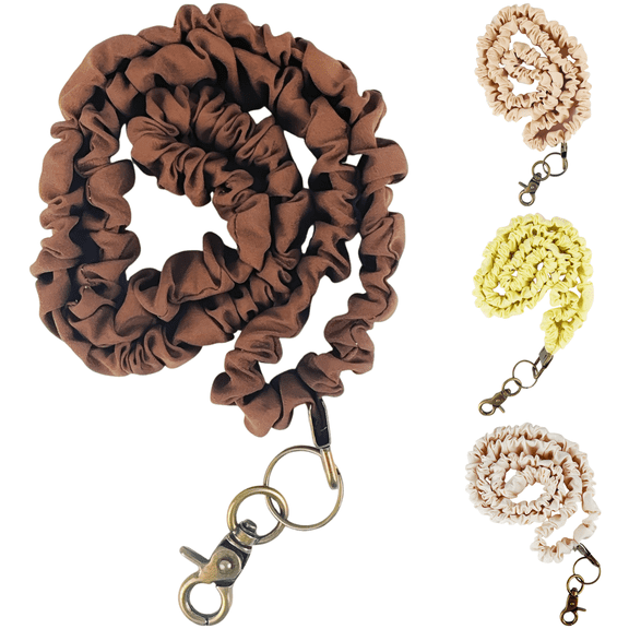 4 Pcs Scrunchie Lanyard Set, 37 in Wrinkled Keychain Lanyard with Clasp, Multicolor Wristlet Key Chain, Cute Key Finder for Keys, ID Badges, Cell Phones