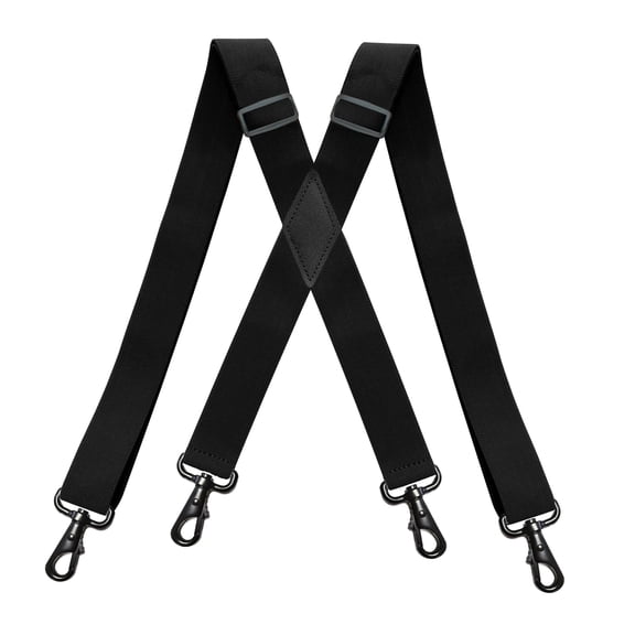 Black Suspenders for Men Big and Tall Heavy Duty Work Adjustable Suspenders With 4 Swivel Hooks