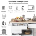 thumbnail image 4 of Kitchen Cart with Rubber Wood Countertop , Kitchen Island has 8 Handle-Free Drawers Including a Flatware Organizer and 5 Wheels for Kitchen Dinning Room, White, 4 of 9