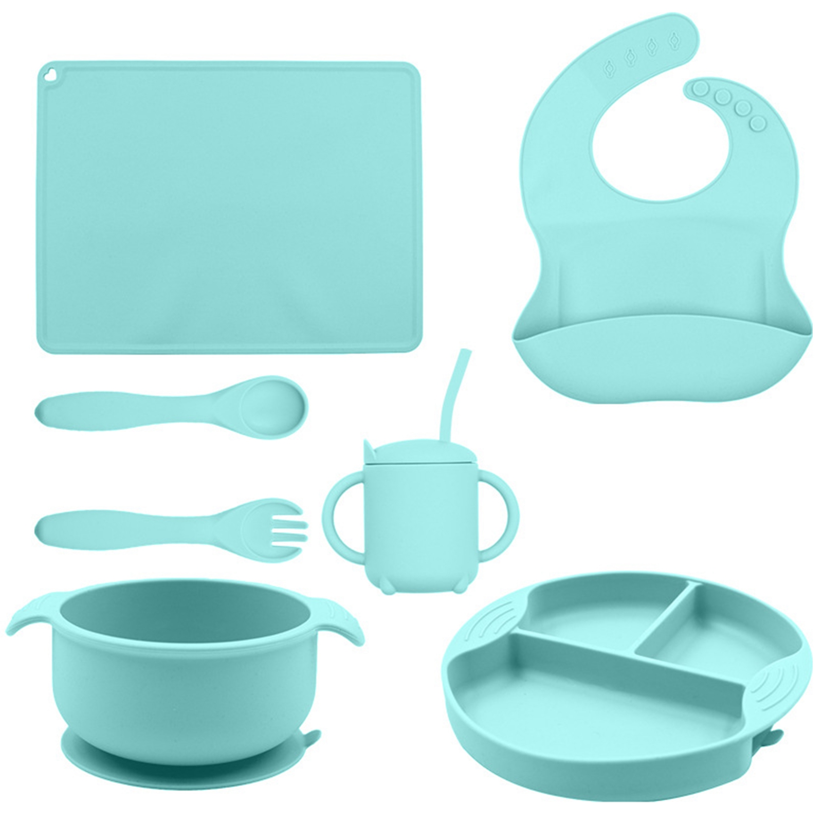 FeiraDeVaidade 6 Pack Silicone Baby Feeding Set Toddlers Led Weaning