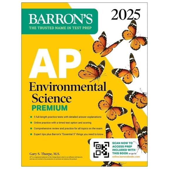 Barron's AP Prep AP Environmental Science Premium, 2025: Prep Book with 5 Practice Tests   Comprehensive Review   Online Practice, (Paperback)