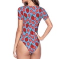 thumbnail image 3 of Uemuo Strawberries Pattern Women's One Piece Short Sleeve Swimsuit Rash Guard Surfing Modest Quick-drying Swimsuit Beach Essentials-X-Large, 3 of 9