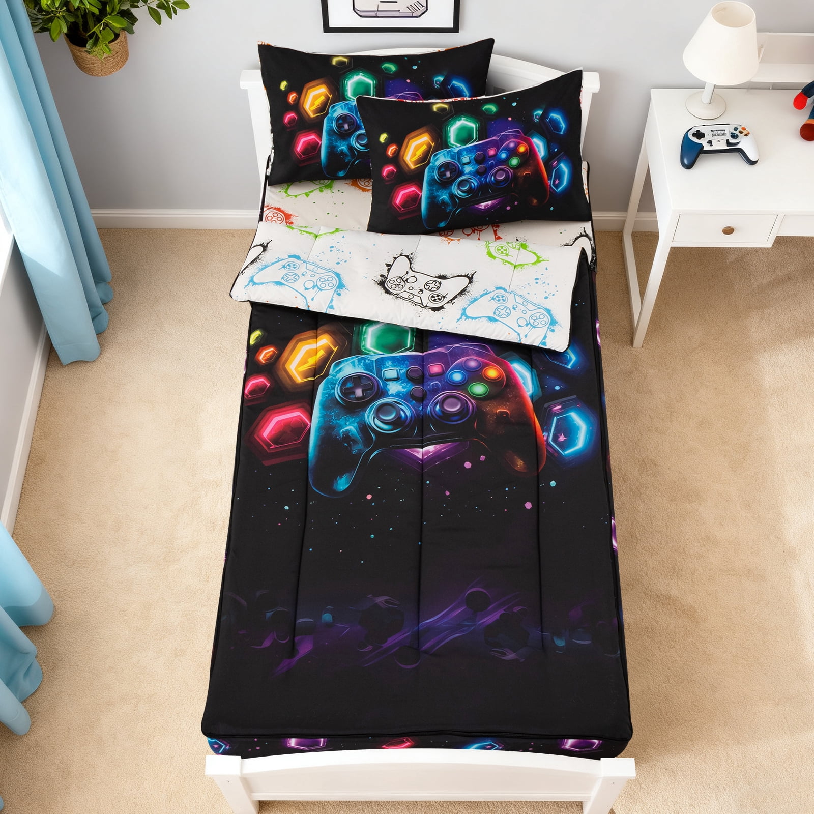 Btargot Galaxy Space Zipper Comforter Set Twin for Kids Boys Planet Constellation Bedding Set