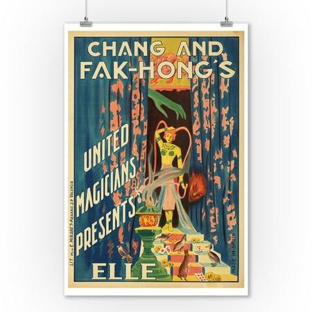 - Chang and Fak - Hong's - Elle Vintage Poster Spain c. 1922 (9x12 Art Print, Wall Decor Travel Poster)