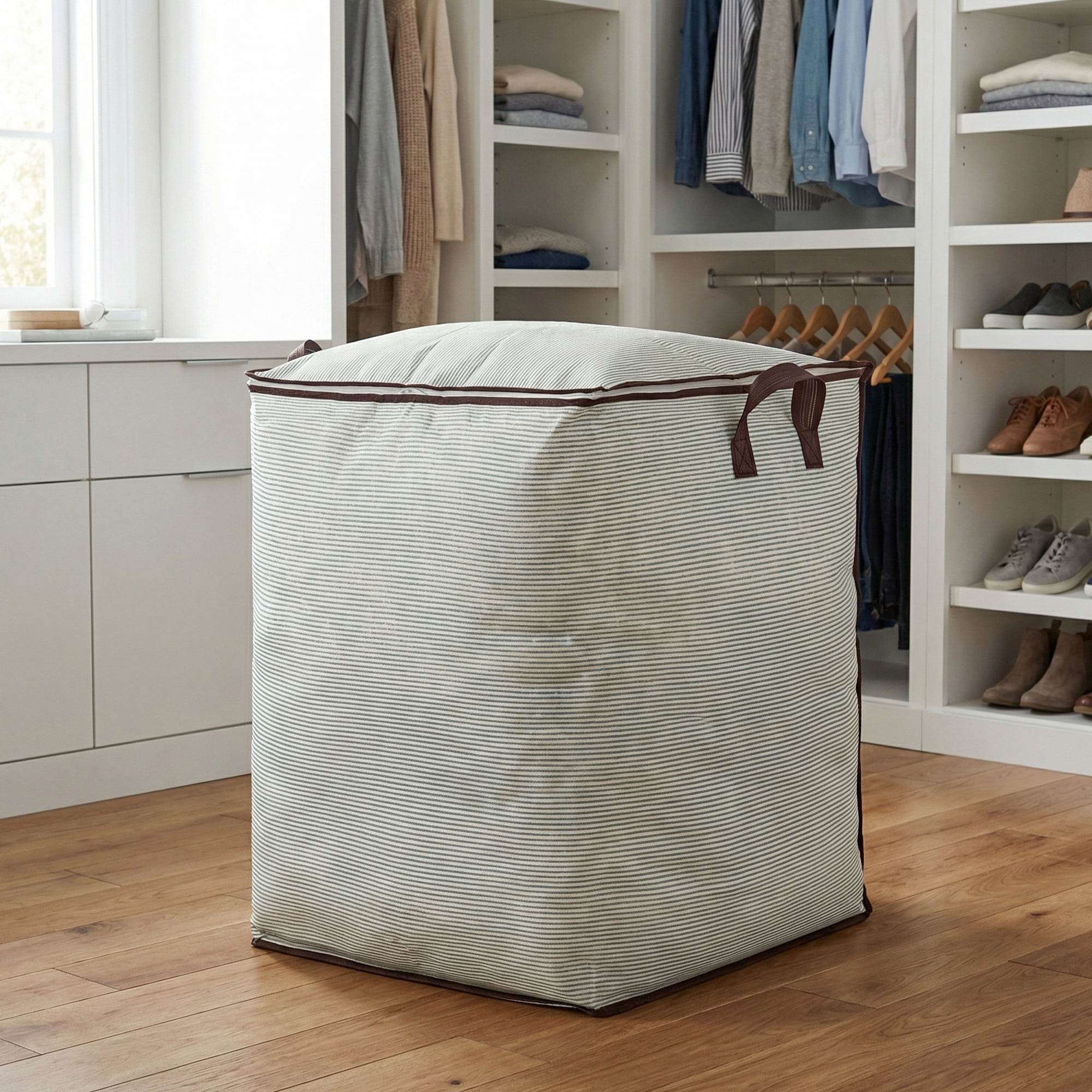 Unique Bargains Clothes Storage Bag for Organizing with Handle Green 19.7" x 23.6" x 27.6"