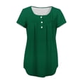 thumbnail image 4 of Turilly Women's Solid Pleated Button-Front Tunic Tops Fashion Ladies Short Sleeve Round Neck Pleated Casual Spring And Summer Henley Top, 4 of 6