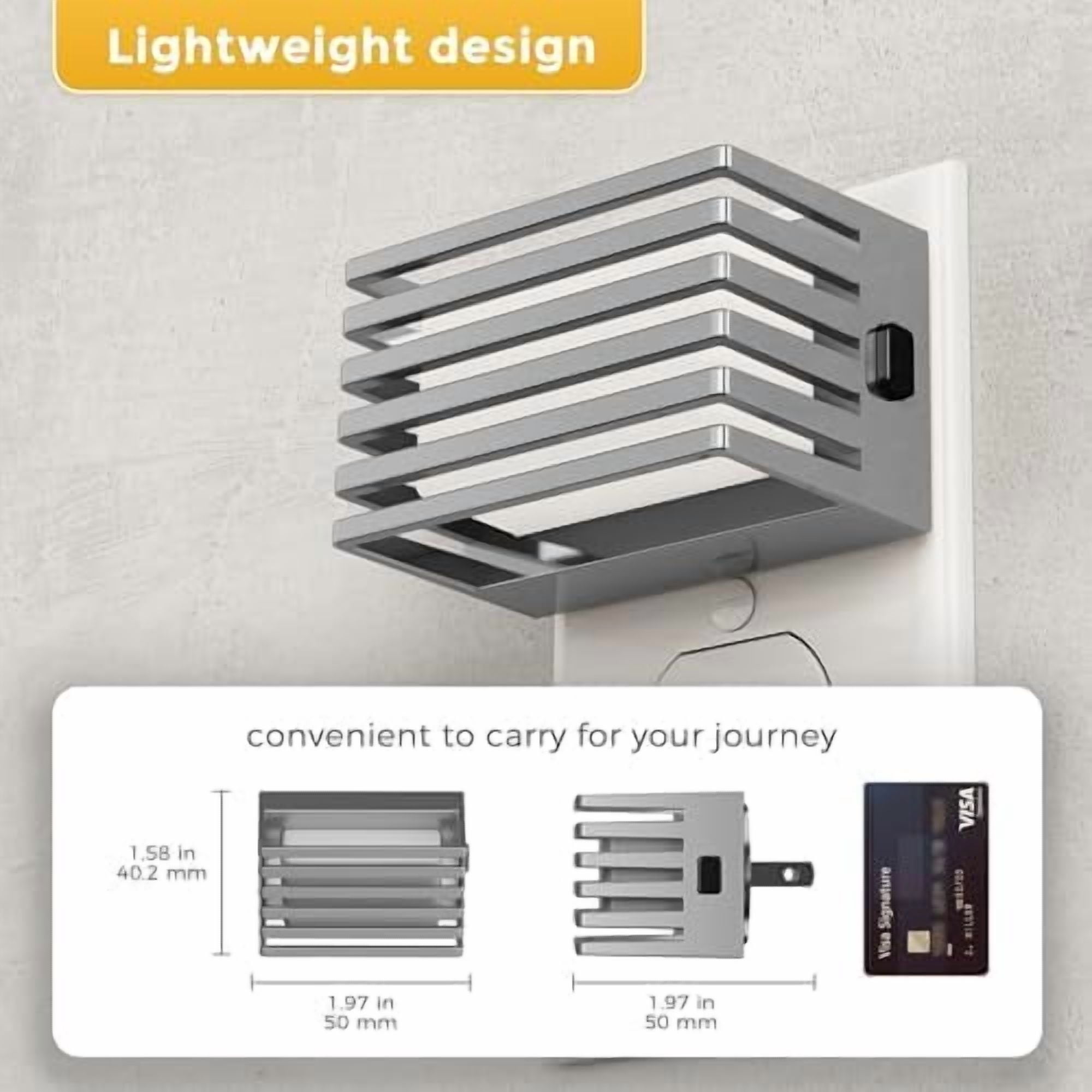 RibRave Night Lights Plug into Wall, 2 Pack Modern Night Light with Dusk to Dawn Sensor, Dimmable Plug in Night Light, Adjustable Brightness, 3000K Soft White for Bedroom Bathroom Hallway(Silver)