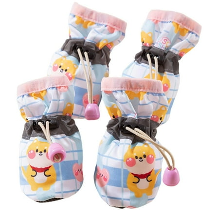 Walbest Dog Shoes for Traction 4pcs Pet Shoes Anti-slip Soft Lining Windproof Comfortable to Wear Non-slip Dog Boots