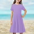 thumbnail image 5 of FAIWAD Girls Summer Short Sleeve Dress Casual Flowy Tiered A Line Sundress Kids Basic Skater Twirl Party Daily Dresses 4-14Y, 5 of 9